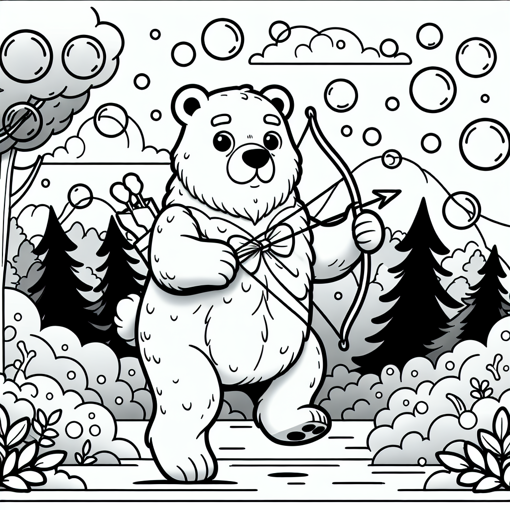 Bunter Bärensprung - Bär, Waldabenteuer, Sommermorgen, Ausmalbildspaß, Tierwissen