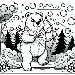 Bunter Bärensprung - Bär, Waldabenteuer, Sommermorgen, Ausmalbildspaß, Tierwissen