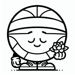 Blumiger Ball – Tags: Basketball, Kreativität, Ausmalen, Spielfeld, Blume