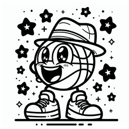 Aufgeregter Korbball – #Basketball #Ausmalbild #Kinderkreativität #Sportspaß #Sterneabenteuer