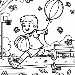 Aufregender Basketball - Basketball, Malbuch, Kinder, Herbst, Spielplatz