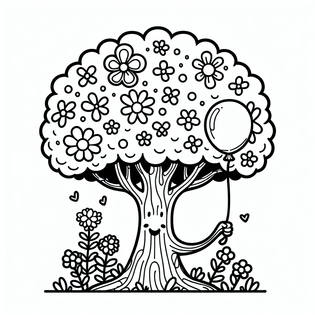 Stell dir vor, du hast einen neugierigen Baum als besten Freund! Auf unserem Ausmalbild siehst du einen fröhlichen Baum, der einen schwebenden Luftballon in der Hand hält. Umgeben von bunten Blumen kannst du ihn in deiner eigenen Farbwelt zum Leben erwecken. Der Baum hat große, einfache Formen und dicke Linien, damit du ihn ganz leicht ausmalen kannst.
Bäume sind faszinierende Lebewesen. Wusstest du, dass Bäume nicht nur im Wald wachsen, sondern auch in Parks und sogar in deinem Garten? Ihre Blätter können im Sommer grün und saftig aussehen, im Herbst aber verwandeln sie sich in ein buntes Farbenspiel aus Rot, Gelb und Braun. Wurzeln sind die Füße der Bäume. Sie graben sich tief in die Erde, um Wasser zu trinken und den Baum festzuhalten.
Und hast du schon mal von einem Baumhaus geträumt? Ein Baumhaus ist ein fantastischer Ort zum Spielen und Träumen. In verschiedenen Jahreszeiten sieht die Welt von dort oben ganz unterschiedlich aus! Mit deinem Ausmalbild kannst du entscheiden, welche Farben dein neugieriger Baum und seine Umgebung annehmen sollen. Erschaffe dir deine eigene bunte Baumwelt!