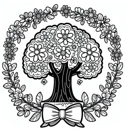 verspielter Schleifenbaum - **Tags: Baum, Ausmalbild, Natur, Kreativität, Jahreszeiten**