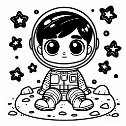 Abenteuerlicher Astronom – Tags: Astronaut, Abenteuer, Ausmalbild, Kinder, Weltraum.