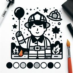 Der mutige Beruf im Einsatz - Feuerwehrmann, Ausmalbild, Heldenhaftigkeit, Farbenfroh, Herbstszene