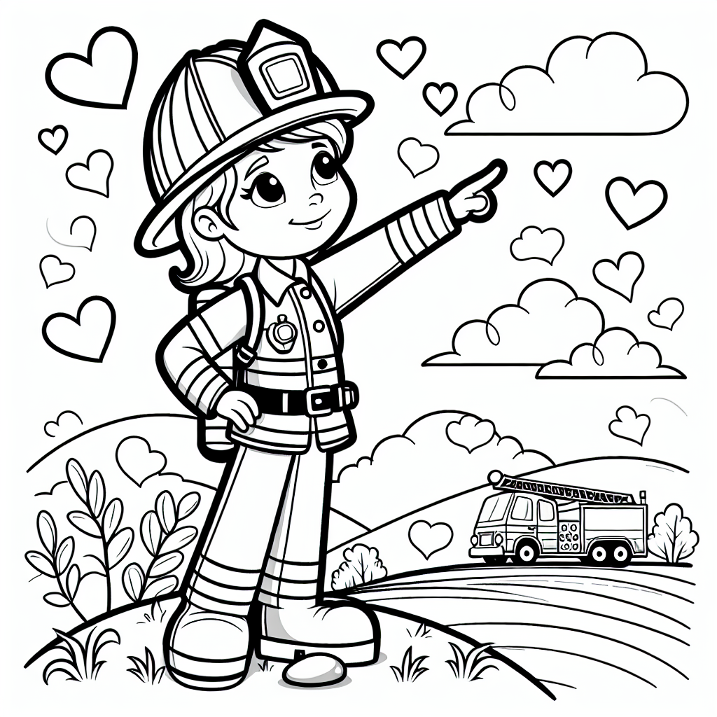 Mutiger Beruf auf Abenteuerreise - Feuerwehrkind, Abenteuerlustig, Mutig sein, Farbenfroh malen, Heldenhafte Uniform