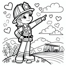 Mutiger Beruf auf Abenteuerreise - Feuerwehrkind, Abenteuerlustig, Mutig sein, Farbenfroh malen, Heldenhafte Uniform