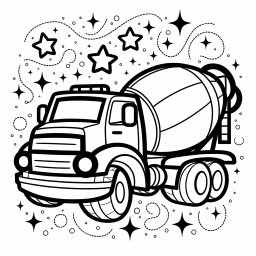 Fröhlicher Mixhut - Tags: Betonmischer, Baustelle, Ausmalbild, Kinder, Kreativität