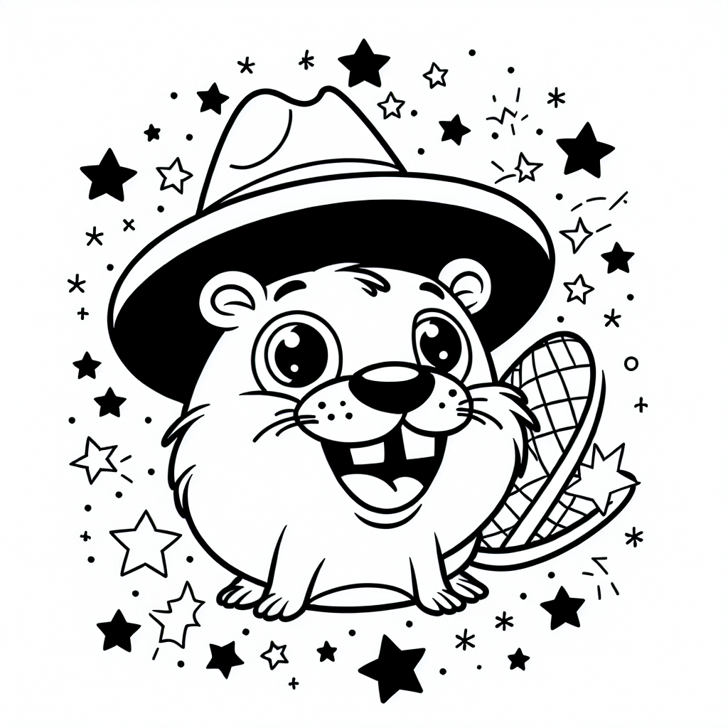 Verträumter Sternenbiber - #Biber, #Ausmalbilder, #Farbenfreude, #Kinderkreativität, #Sterne
