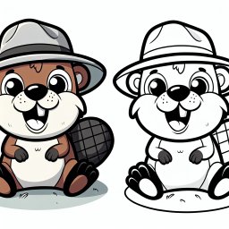 Fröhlicher Hutbiber - Tags: #Biber #Ausmalen #Kinder #Kreativität #Malbuch