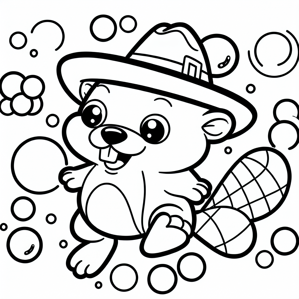Verspielter Blasenjäger - Biber, Ausmalbild, Kreativität, Kinder, Cartoon
