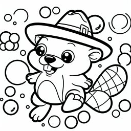 Verspielter Blasenjäger - Biber, Ausmalbild, Kreativität, Kinder, Cartoon