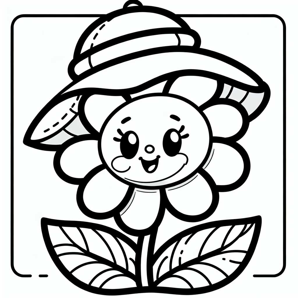 Entdecke das lustige Blumen-Bild zum Ausmalen! Diese wunderbare Blume trägt eine coole Mütze, was ihr einen besonders witzigen Look verleiht. Die dicken schwarzen Linien helfen dir dabei, die Blume genau nach deinen Vorstellungen bunt zu gestalten. Ohne störende Details kannst du deiner Kreativität freien Lauf lassen und die Blume in den schönsten Farben erstrahlen lassen!

Wusstest du, dass Blumen nicht nur schön aussehen, sondern auch einen tollen Duft verströmen können? Dieser Duft lockt Bienen an, die von Blüte zu Blüte fliegen und dabei Pollen mitnehmen. Das hilft den Blumen, neue Samen zu bilden. Spannend, oder? Blumen haben viele Blütenblätter, die in den verschiedensten Farben leuchten. Von strahlendem Gelb über leuchtendes Rot bis hin zu zartem Rosa - es gibt keine Grenzen!

Vielleicht malst du deine Blume so bunt aus, dass sie aussieht, als würde sie in einer Vase auf deinem Fensterbrett stehen. Stell dir vor, wie sie dort mit ihrer coolen Mütze im Sonnenlicht funkelt!

Viel Spaß beim Ausmalen!