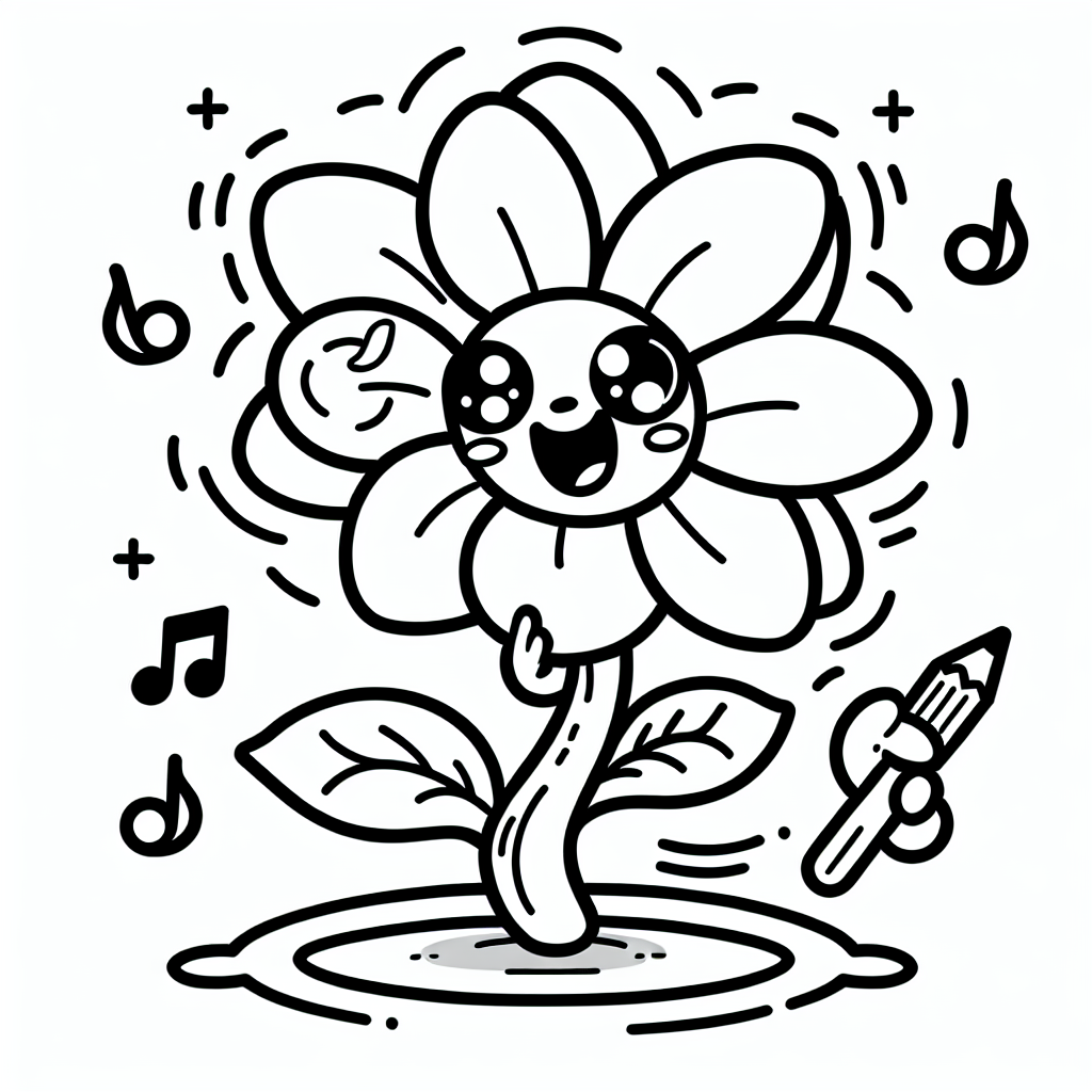Aufregungsblume - Ausmalen, Blumen, Fantasie, Musik, Farbenfreude