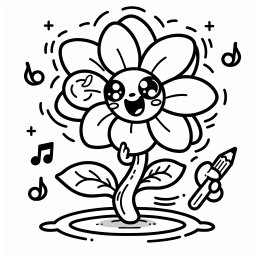 Aufregungsblume - Ausmalen, Blumen, Fantasie, Musik, Farbenfreude