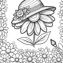 Fröhlicher Blütenhut – Tags: Blumen, Ausmalen, Kreativität, Natur, Farben.