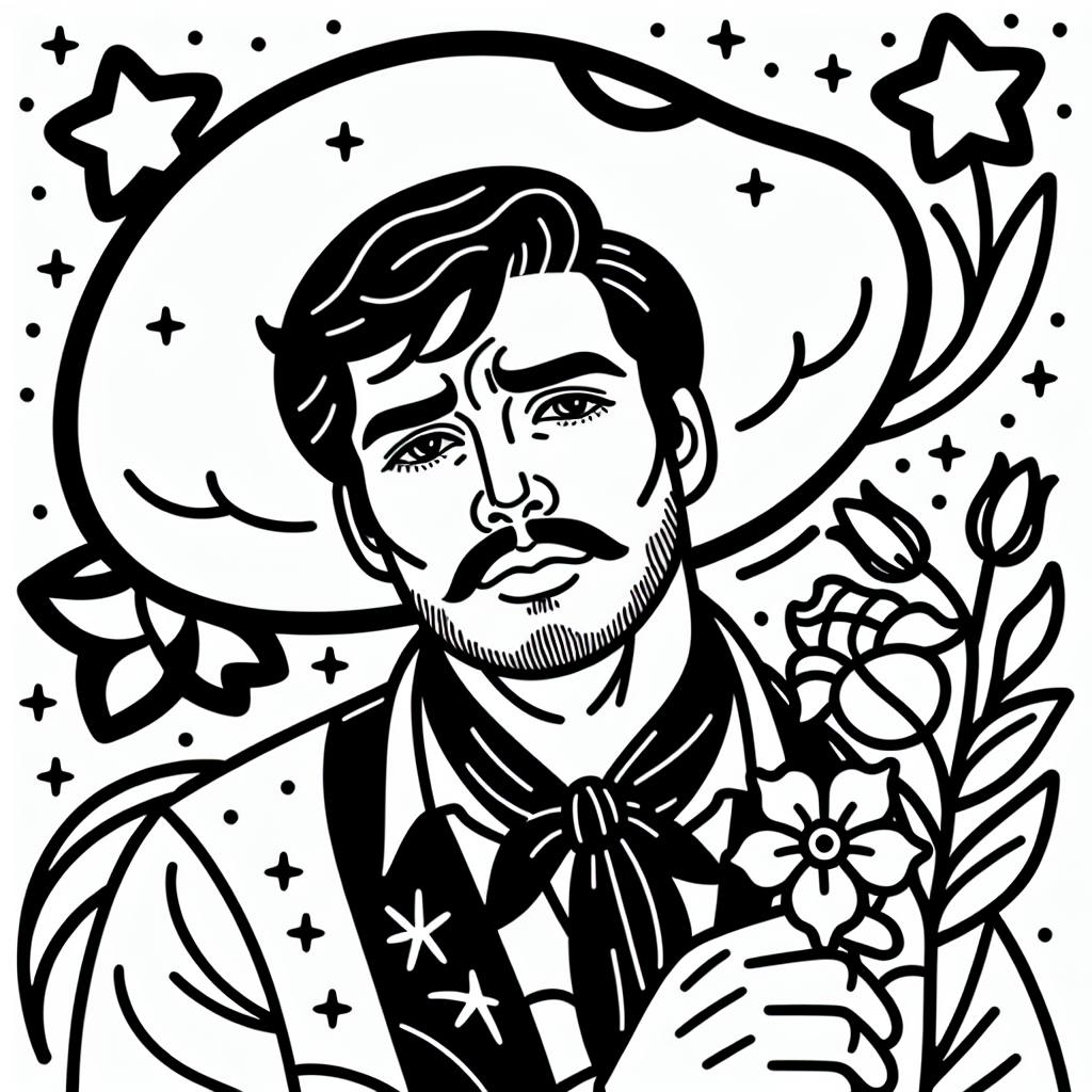 Ruhevoller Cowboy - Tags: Cowboy, Cartoon, Ausmalen, Kinder, Fantasie.