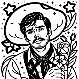 Ruhevoller Cowboy - Tags: Cowboy, Cartoon, Ausmalen, Kinder, Fantasie.