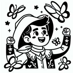 fröhlicher Schmetterlingsreiter - #Cowboy #Ausmalbild #Kreativität #Kinder #Bastelspaß