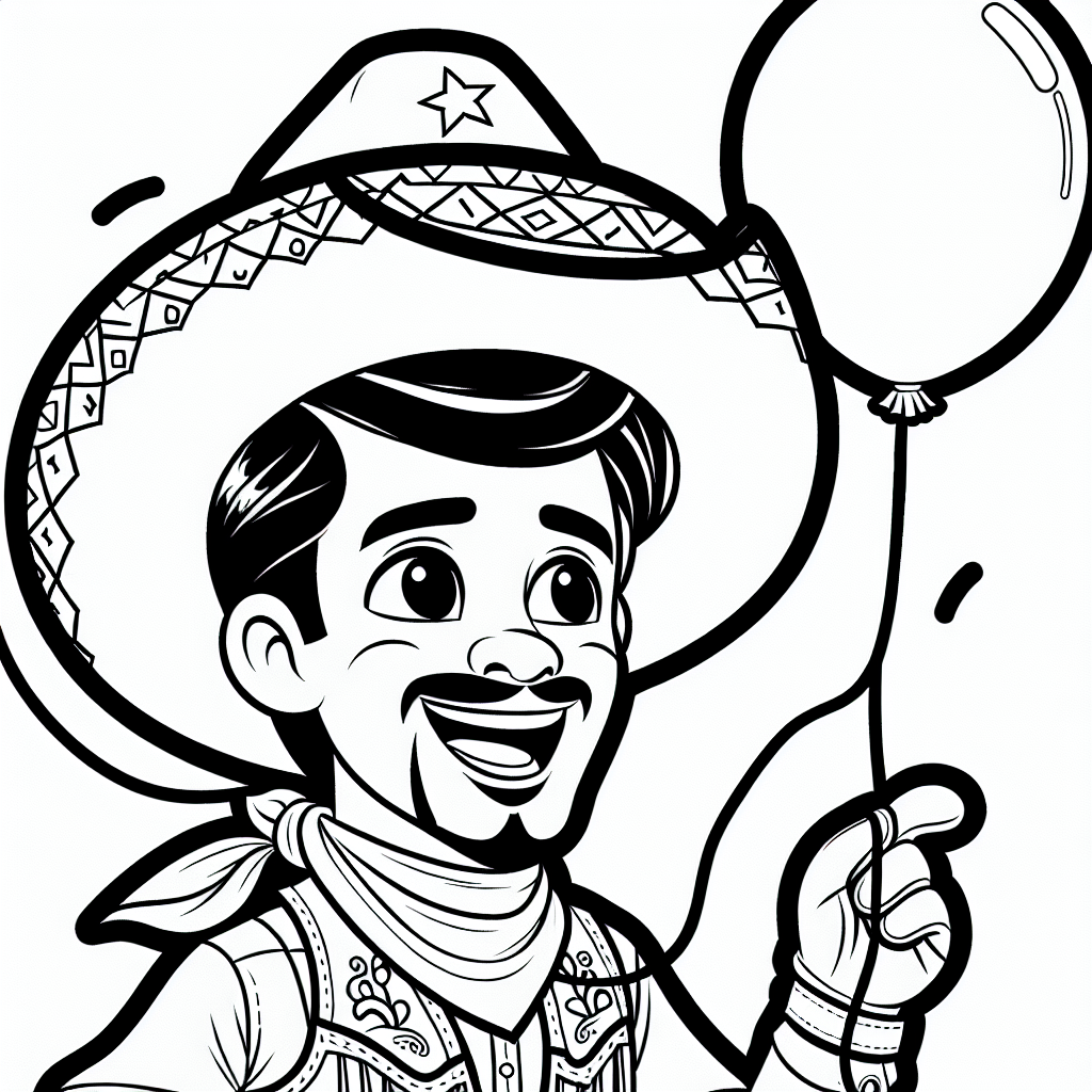 Ballon-Cowboy - #Cowboys, #Ausmalbilder, #Kinder, #Abenteuer, #Malspaß