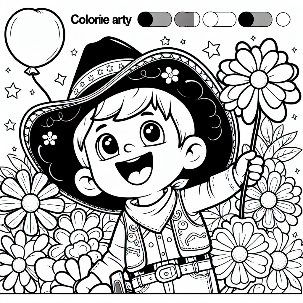 Fröhlicher Ballonreiter - #Cowboys #Freundschaft #Abenteuer #Ballon #Blumen