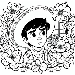 Neugieriger Cowboy - Tags: Cowboy, Wilder Westen, Blumen, Ausmalbild, Kreativität
