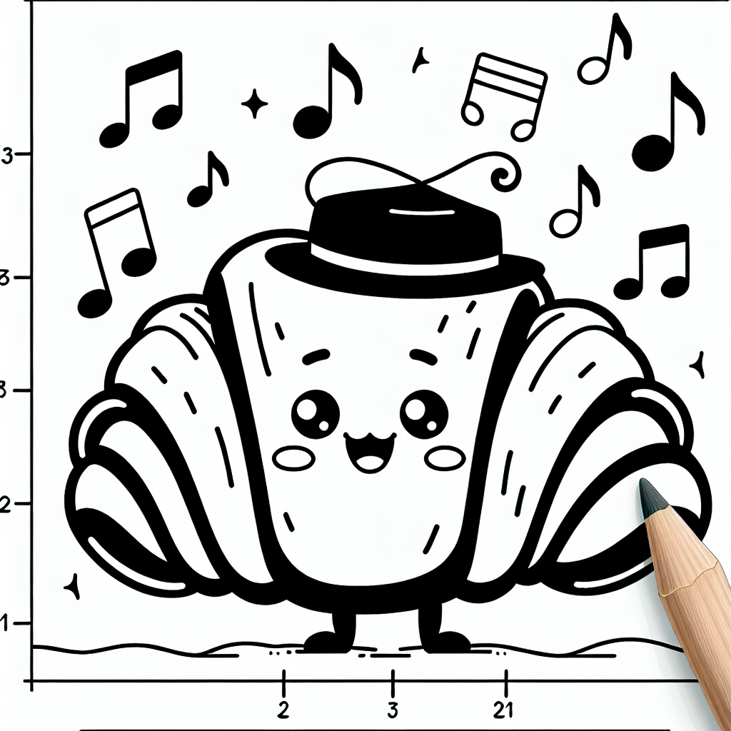 Tanzmusik-Croissant - Croissant, Ausmalbild, Kreativität, Kinder, Musik