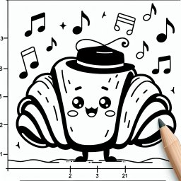 Tanzmusik-Croissant - Croissant, Ausmalbild, Kreativität, Kinder, Musik