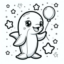 Aufregender Ballondelfin – #Delphin #Freundschaft #Meer #Kreativität #Ausmalbild