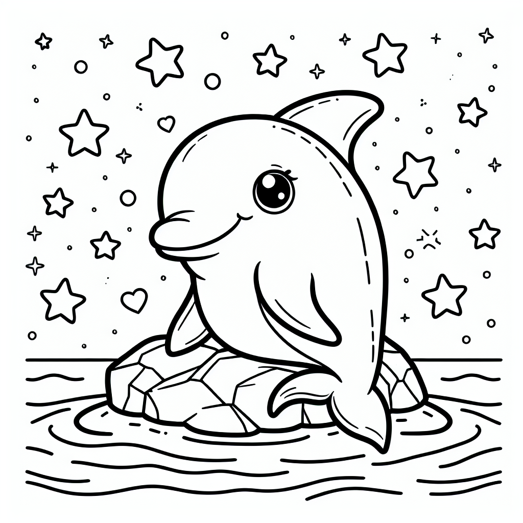 Tauche ein in die magische Welt der Delfine! Stell dir einen fröhlichen Delfin vor, der auf einem Felsen im Meer sitzt, umgeben von funkelnden kleinen Sternen. Delfine sind nicht nur unglaublich niedlich, sondern auch sehr intelligent. Sie lieben es, im Meer zu schwimmen und hohe Sprünge aus dem Wasser zu machen. Hast du gewusst, dass Delfine oft in Gruppen schwimmen? Diese Gruppen werden "Schulen" genannt und sind ein tolles Beispiel für Freundschaft im Tierreich.
Während du dieses bezaubernde Bild ausmalst, kannst du deiner Kreativität freien Lauf lassen. Verwende leuchtende Farben für den Delfin und die Sterne, um ein fröhliches Cartoon-Abenteuer zu erschaffen! Die klaren schwarzen Konturen und der weiße Hintergrund machen das Ausmalen kinderleicht und bringen deine Kunstwerke zum Strahlen.
Mini-Quiz:
1. Was machen Delfine gerne im Meer?
a) Schlafen
b) Schwimmen und Sprünge
c) Fliegen
2. Wie nennt man die Gruppen, in denen Delfine schwimmen?
a) Herde
b) Rudel
c) Schule
Viel Spaß beim Ausmalen und Entdecken der Welt der Delfine!