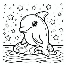 Zauberdelfinfreude - Tags: Delfine, Magie, Freundschaft, Meer, Ausmalen