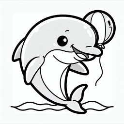 Fröhliche Delfinfreunde – Tags: Delfin, Meer, Cartoon, Freundschaft, Ausmalspaß