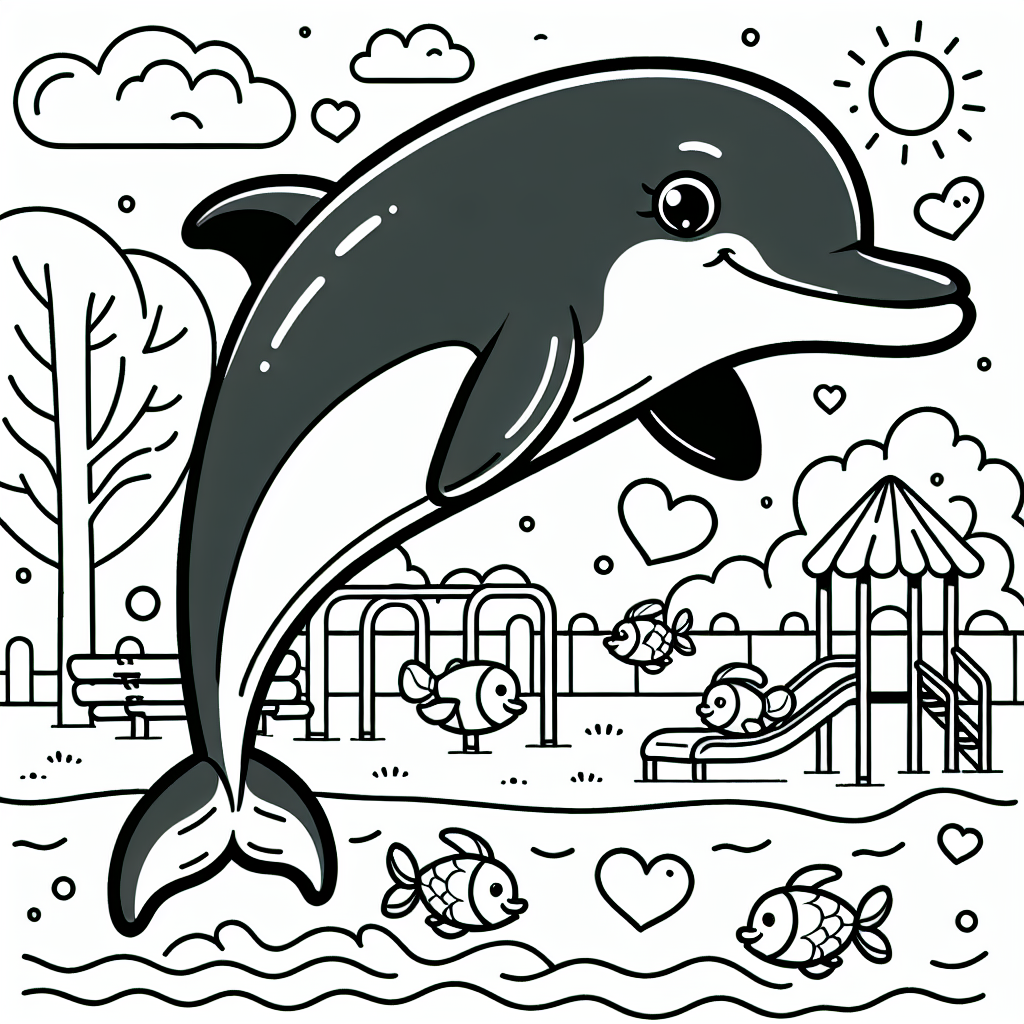 Fliegender Delfinfreund - Delfin, Fischschwarm, Spielplatz, Winterlandschaft, Freundschaft