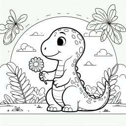Blumendino – Tags: Dinosaurier, Urzeit, Farbenfroh, Kreativität, Malspaß.