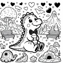 Fröhlicher Dinosaurier im Winterwunderland - Dinosaurier, Ausmalen, Kinderbild, Spielplatz, Vulkan, Abenteuer