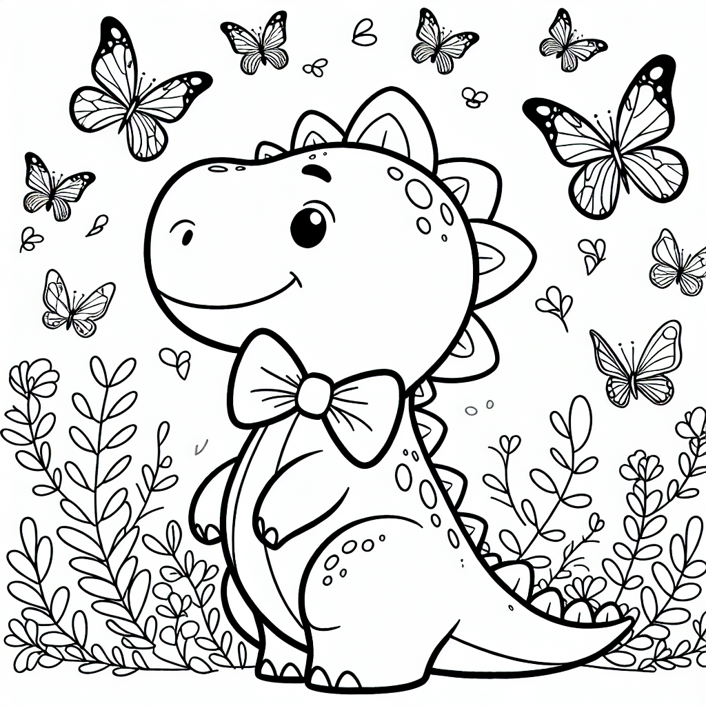 Tauche ein in die faszinierende Welt der Dinosaurier mit unserem lustigen Ausmalbild eines neugierigen Dinos, der eine schicke Fliege trägt und von fröhlichen Schmetterlingen umgeben ist! Dieses Bild ist perfekt für unsere kleinen Künstler, die Spaß am Ausmalen haben. Die klaren schwarzen Linien machen das Ausmalen kinderleicht, und durch die großen Formen ohne Details kannst du deiner Fantasie freien Lauf lassen.
Warum nicht den Dinosaurier in leuchtenden Farben ausmalen? Vielleicht ein knalliges Grün mit einer roten Fliege – schließlich kann unser Dino modisch sein! Die Schmetterlinge lieben es bunt, also schnapp dir deine Lieblingsfarben und lass sie durch die Urzeit fliegen. Und wenn du schon dabei bist, stell dir vor, unser Dino spaziert durch eine Landschaft voller Vulkane und Dino-Eier. Vielleicht siehst du im Hintergrund ein paar Fossilien der riesigen Echsen.
Dieses Ausmalbild bietet nicht nur Spaß, sondern auch die Möglichkeit, mehr über die aufregende Welt der Dinosaurier zu lernen. Also, hol deine Stifte raus und mach dich bereit für ein kreatives Abenteuer in der Urzeit!
