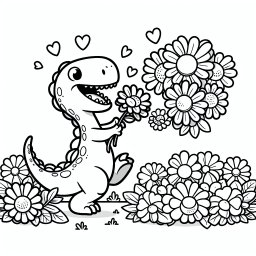 Aufgeregter Blütenfreund - #Dinosaurier #Blumen #Ausmalen #Urzeit #Spaß