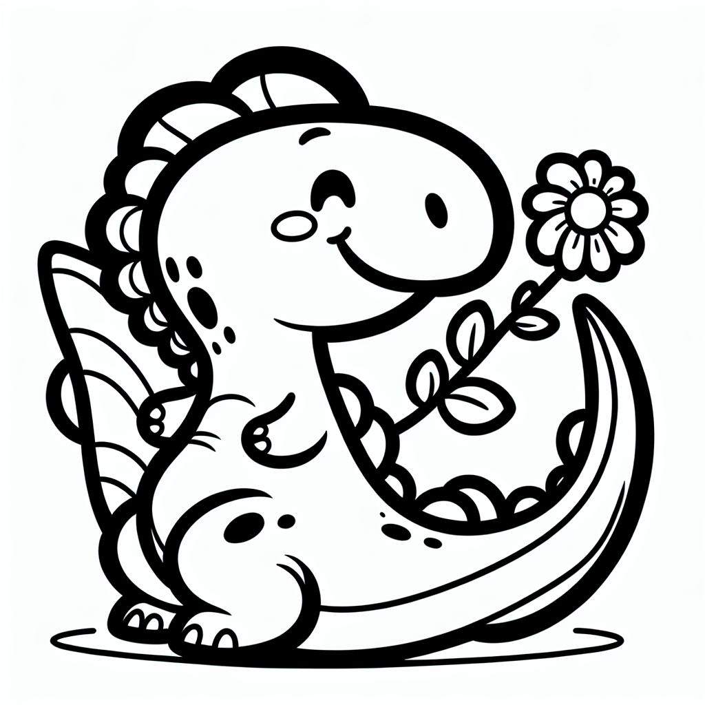 Tauche ein in die spannende Urzeit und triff einen besonders fröhlichen Dinosaurier! Dieser lustige Dino hält eine bunte Blume in seinen kleinen, aber starken Händen und lächelt über das ganze Gesicht. Stell dir vor, wie er in einer Welt voller Vulkane und geheimnisvoller Wälder lebt, wo Riesenechsen durch die Gegend streifen und Dino-Eier darauf warten, entdeckt zu werden.
Hier ist ein kleines Geheimnis über unser Bild: Der Dinosaurier hat die Blume gerade erst in einem versteckten Tal gefunden, das nur er kennt. Vielleicht ist dieses Tal ein uraltes Geheimversteck, in dem Fossilien von anderen Dinosauriern und seltsame Pflanzen zu finden sind. Wer weiß, vielleicht gibt es dort sogar einen kleinen, quietschfidelen Vulkan, der ab und zu eine leuchtende Rauchwolke in den Himmel pustet!
Während du den Dinosaurier mit leuchtenden Farben ausmalst, kannst du deiner Fantasie freien Lauf lassen. Welche Farbe hat seine Haut? Ist seine Blume rot, blau oder gelb? Vergiss nicht, dass es keine Grenzen gibt, wenn du in die Welt der Dinosaurier abtauchst!