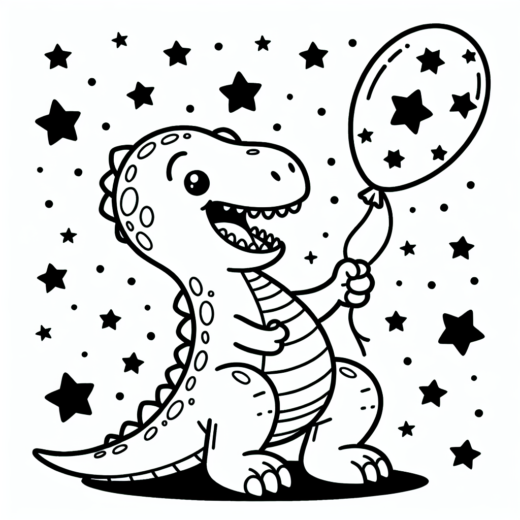 Um dein Dino-Ausmalbild besonders lebendig zu gestalten, beginne mit der Wahl ungewöhnlicher Farbkombinationen, um den Dinosaurier hervorzuheben. Vielleicht möchtest du ihm eine leuchtend grüne Haut mit purpurnen Flecken verleihen, die an die geheimnisvolle Flora der Urzeit erinnert. Nutze verschiedene Grün- und Brauntöne, um seinem Körper Tiefe und Textur zu verleihen, fast so, als bestünde er aus alten Fossilien, die die Geschichte längst vergangener Zeiten erzählen.
Der Ballon könnte in einem auffälligen Regenbogenmuster gefärbt sein, um Spannung und Abenteuerlust zu symbolisieren. Die kleinen Sterne um den Dinosaurier herum bieten eine großartige Möglichkeit, mit leuchtenden Gelb- und Goldtönen zu spielen und dem Bild einen magischen Glanz zu verleihen.
Im Hintergrund könnten feurige Vulkane mit glühend roten und orangen Lavatönen dargestellt werden, um das Urzeitliche und Wilde der Szene zu betonen. Vielleicht möchtest du auch einige Dino-Eier in sanften Pastellfarben verstecken, um ein Gefühl von Entdeckung und Wunder zu erzeugen.
Experimentiere mit Schattierungen und Farbverläufen, um Tiefe zu schaffen und den Eindruck einer lebendigen, dynamischen Welt voller Riesenechsen zu vermitteln. Lass deiner Fantasie freien Lauf und kreiere eine abenteuerliche Urzeitszene!