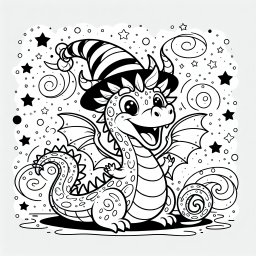 Aufgeregter Sternendrache – #Drachen, #Ausmalbilder, #Abenteuer, #Magie, #Schätze