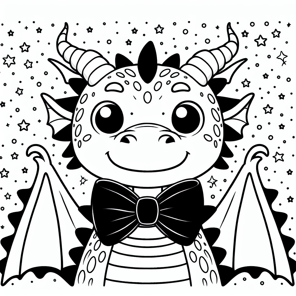 In einem weit entfernten Land lebte einmal ein besonders ruhiger Drache namens Flori. Anders als seine feurigen Verwandten, liebte Flori es, in seiner gemütlichen Höhle zu bleiben, eine schicke Fliege zu tragen und über die Sterne zu träumen. Obwohl Flori ein Drache war, konnte er keine Flammen spucken. Stattdessen blies er leise Luftblasen, die in der Sonne schimmerten. Seine Haut glitzerte wie ein Schatz, wenn die Sonne darauf fiel.
Eines Tages beschlossen die anderen Drachen, ihm einen Besuch abzustatten. Sie waren neugierig, warum Flori so anders war. Als sie ankamen, staunten sie über die bunten Bilder, die die Höhlenwände zierten. Flori hatte die Sterne in allen Farben ausgemalt, die er sich vorstellen konnte. "Warum fliegst du nie mit uns?", fragten die Drachen.
Flori lächelte und zeigte auf die Sterne. "Ich fliege in meinen Träumen", sagte er. Die Drachen verstanden, dass jeder auf seine Weise glänzen kann, und beschlossen, mit Flori zu malen, anstatt nur zu fliegen.
Wie wäre es, wenn du Flori mit leuchtenden Farben ausmalst? Seine Fliege könnte knallrot sein, während seine Drachenhaut in grünen und blauen Tönen schimmert. Die Sterne könnten in verschiedenen Farben leuchten und so Flori beim Träumen helfen.
