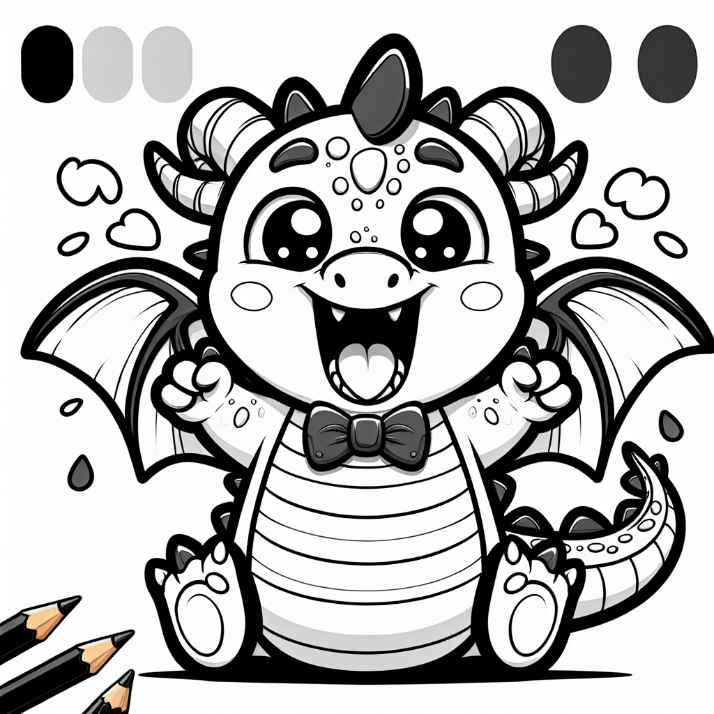 Tauche ein in die aufregende Welt der Drachen und erwecke dieses besondere Ausmalbild zum Leben! Der Drache, der dich hier anlächelt, ist nicht nur ein freundlicher Geselle, sondern auch ein echter Abenteurer. Mit seiner schicken Fliege sieht er aus, als wäre er bereit für ein spannendes Abenteuer!
Wusstest du, dass dieser Drache ein Geheimnis hat? Tief in seiner Höhle, verborgen vor neugierigen Blicken, bewacht er einen funkelnden Schatz. Doch dieser Drache ist anders als die anderen. Anstatt seine Schätze zu verstecken, freut er sich, sie mit seinen Freunden zu teilen! Wenn er nicht gerade Flammen spuckt, fliegt er majestätisch über die weiten Landschaften und zeigt seinen farbenprächtigen Flügeln.
Beim Ausmalen kannst du dir vorstellen, wie die Drachenhaut schimmert und in allen Regenbogenfarben leuchtet, wenn die Sonne darauf scheint. Vielleicht ist seine Fliege grasgrün und seine Augen leuchtend blau? Deiner Kreativität sind keine Grenzen gesetzt! Wähle deine Lieblingsfarben und mach diesen Drachen einzigartig.
Viel Spaß beim Ausmalen und werde zum Drachenfreund!