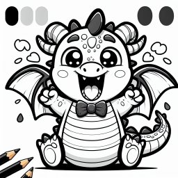 Eleganter Feuerfreund – #Ausmalbild, #Drachen, #Kreativität, #Abenteuer, #Farbenfroh