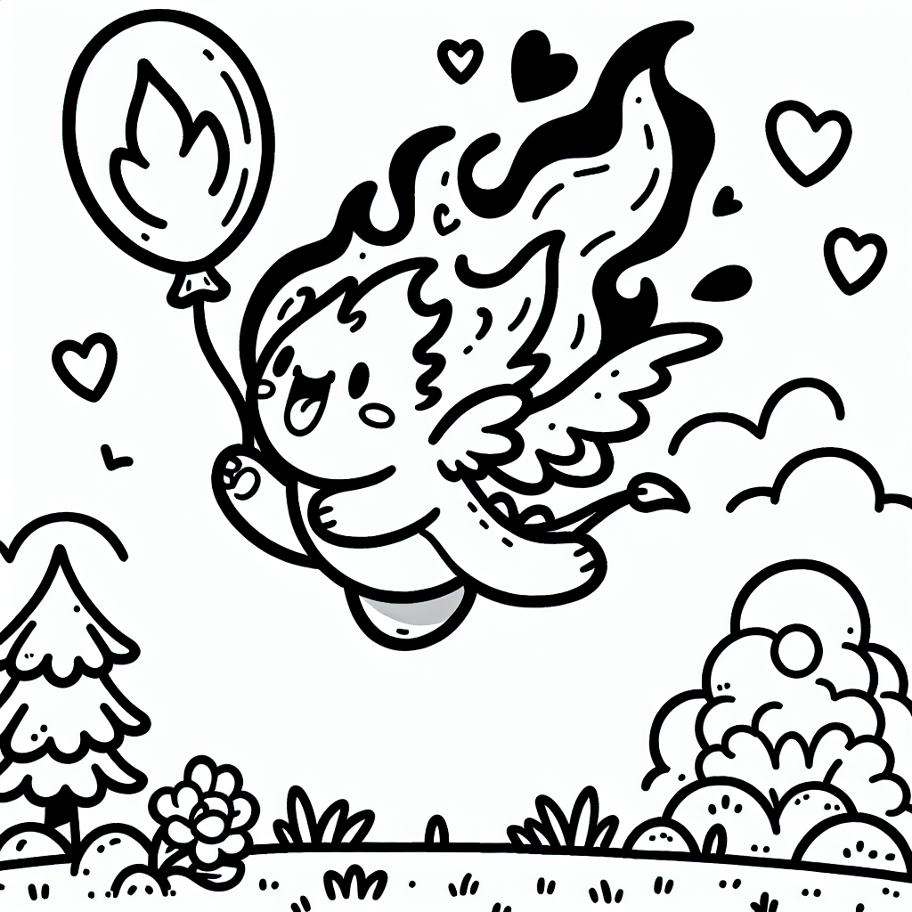 Flatterndes Feuerherz - Sommerwiese, Morgenstimmung, Feuerballon