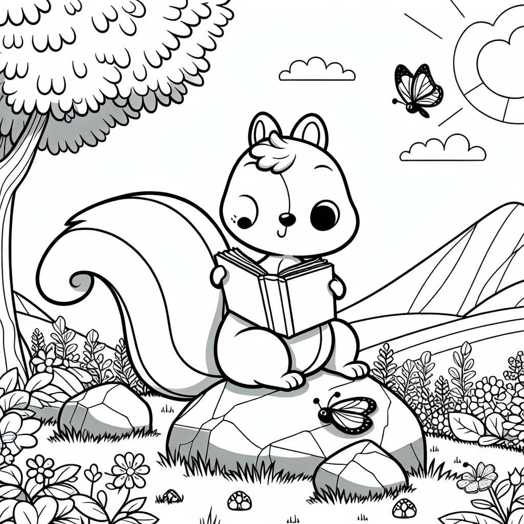 Eichhörnchen entdeckt Abenteuer - Eichhörnchen, Frühling, Lesen, Stein, Schmetterlinge, Naturfarben