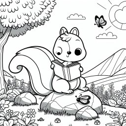 Eichhörnchen entdeckt Abenteuer - Eichhörnchen, Frühling, Lesen, Stein, Schmetterlinge, Naturfarben