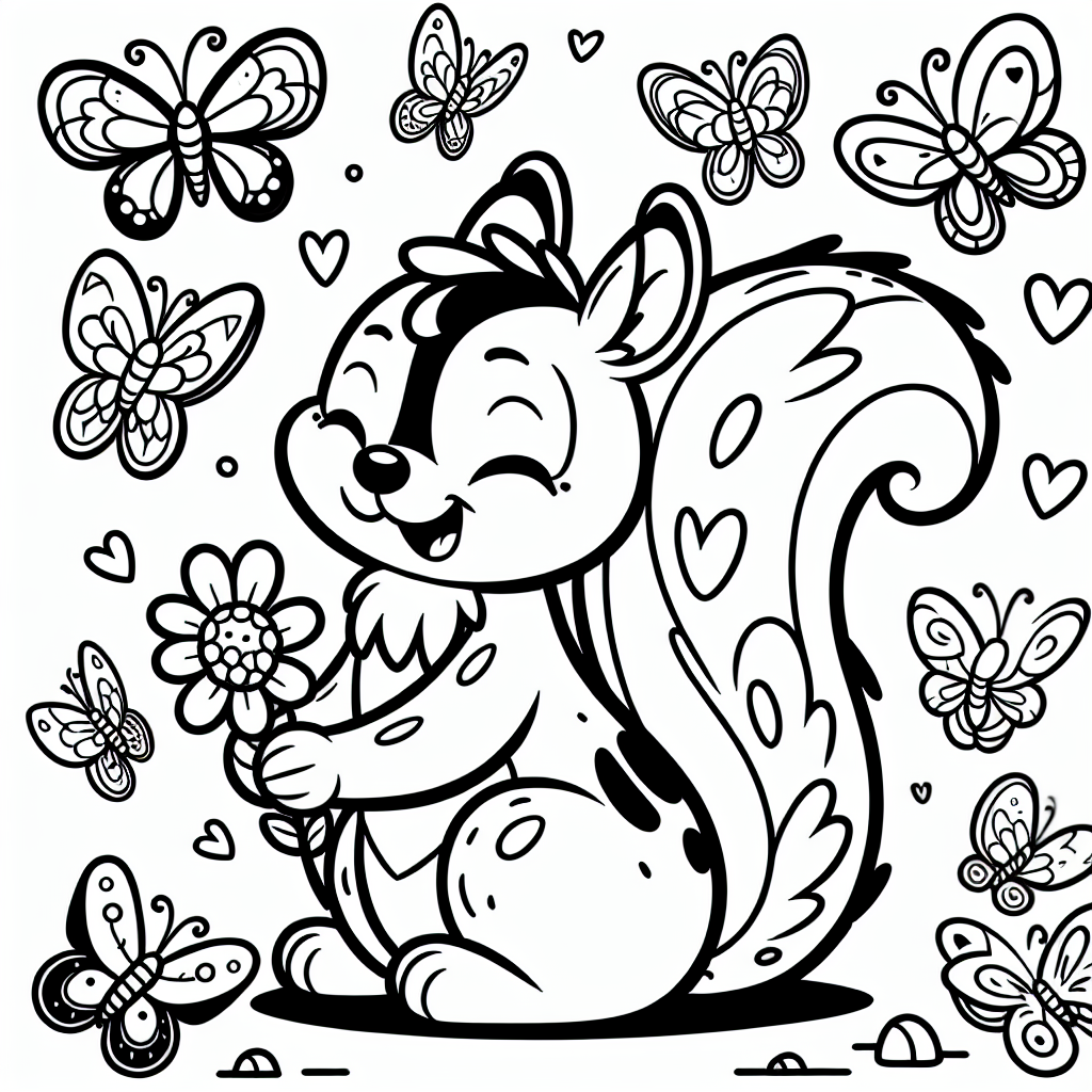 Blumiges Eichhörnchen - #Eichhörnchen #Ausmalbild #Schmetterlinge #Blumen #Kreativität