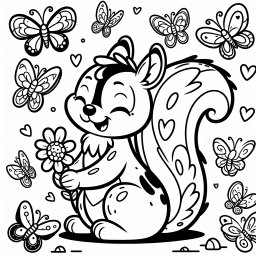 Blumiges Eichhörnchen - #Eichhörnchen #Ausmalbild #Schmetterlinge #Blumen #Kreativität