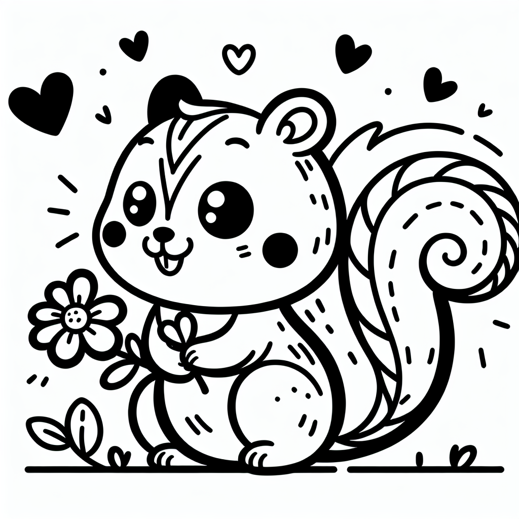 Fröhliches Blumé❤️ - #Eichhörnchen, #Ausmalbild, #Tiere, #Kinder, #Malspaß