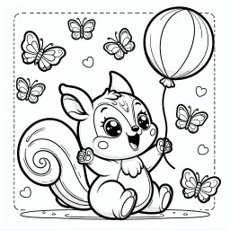 Lustiges Luftchen - #Eichhörnchen #Schmetterlinge #Ausmalbild #Cartoon #Naturwunder